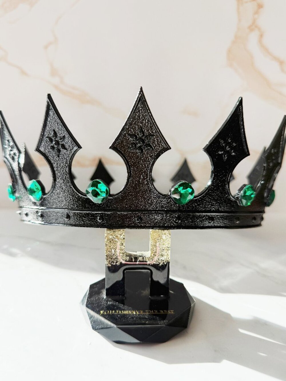 Black King Crown, Green Jewels Crown, Mens Gothic Medieval, Royal Costume Crown